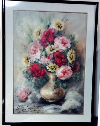 Ortensia Celeste, Vaso di fiori, Olio su tela