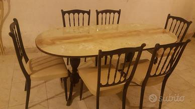 Tavolo ovale vintage con 6 sedie