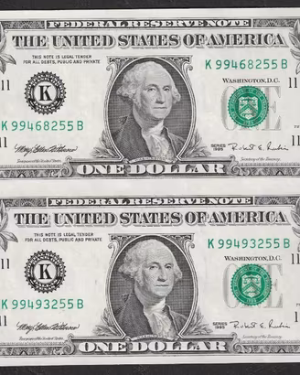 USA - 2 banconote non circolate da 1 Dollaro uncut