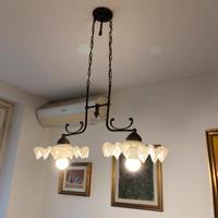 Lampadario in ferro battuto con 2  luci