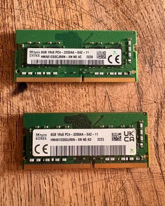 2x RAM SK Hynix 8GB DDR4 3200MHz SO-DIMM Notebook
