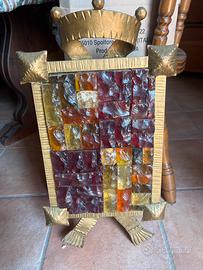 Lampada da parete in vetro spesso e metallo