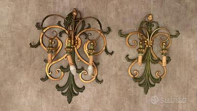 Lampade applique in ferro barocca a due luci verde