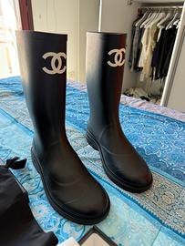 Chanel Stivali Da Pioggia In Gomma CC
