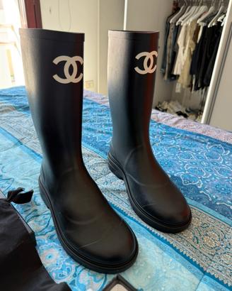 Chanel Stivali Da Pioggia In Gomma CC