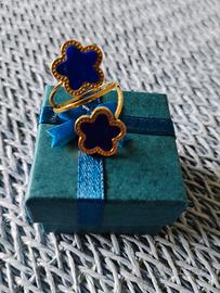 Anello Fiori Blu Stainlees Steel 
