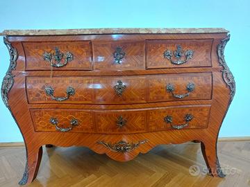 Comò cassettone antico in stile Luigi XV in legno