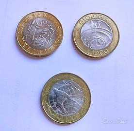 3x 1000 lire San Marino 1997 1998 2000