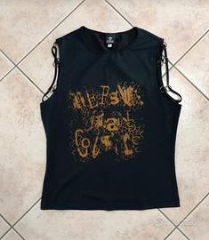 Maglia nera Versace Jeans Couture Vintage con lacc