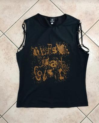 Maglia nera Versace Jeans Couture Vintage con lacc
