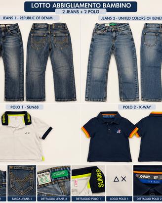 Lotto bambino 2 jeans e 2 polo firmate