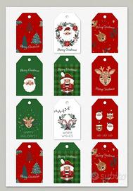 16 Pezzi Tag Natale Etichette 200 gsm Christmas