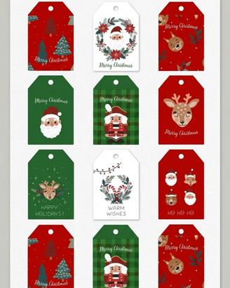 16 Pezzi Tag Natale Etichette 200 gsm Christmas