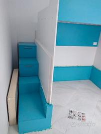 Struttura doppio letto matrimoniale a soppalco