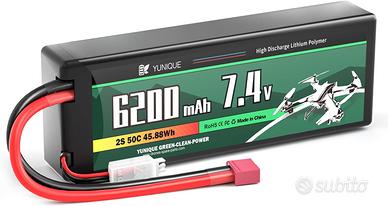 Batteria LiPo 7.4V 6200mAh 50C T-Plug RC