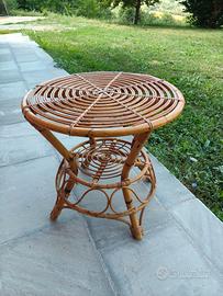 tavolino basso in rattan vintage anni 60/70