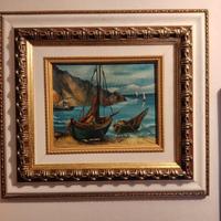 qudro con dipinto olio,cornice legno 