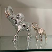 Coppia elefanti in resina argento