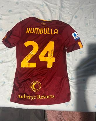 Maglia as roma kumbulla autografata con dedica