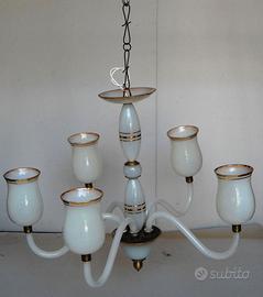 Lampadario a 5 luci vintage Murano