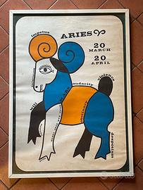 Poster Aries Ariete astrologia anni 70. 