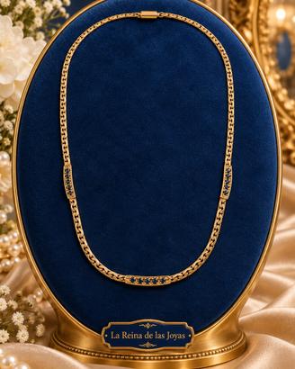 Collana choker vintage argento 835 zaffiri oro 18k