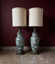 Coppia di lampade base in porcellana