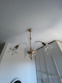 Lampadario Vintage 3 luci vetro artistico Murano