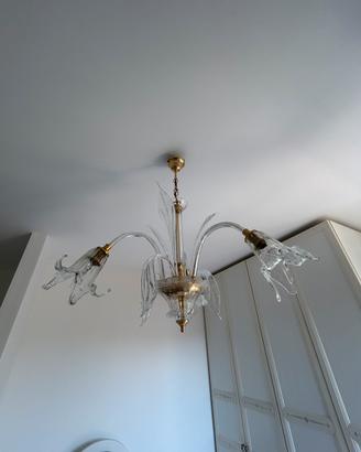 Lampadario Vintage 3 luci vetro artistico Murano
