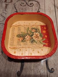 Vassoio di Natale in legno decoupage