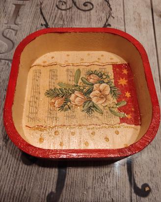 Vassoio di Natale in legno decoupage