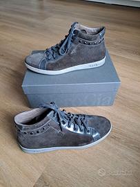 Sneakers alte Nero Giardini in pelle marrone