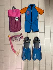 Kit completo snorkeling bambina