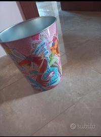 Cestino gettacarte bambina in metallo Winx Club