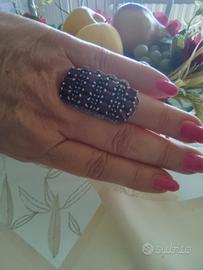 ANELLO ARGENTO CON PAVÉ DI GRANATINE