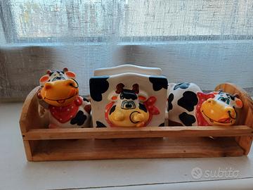 porta sale e pepe e tovaglioli in ceramica elegno