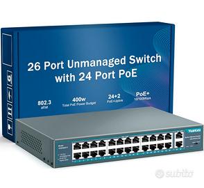 YuanLey 26 Port PoE Switch, 24 PoE+ Port 100Mbps
