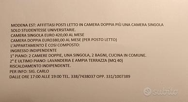 Camera singola e condivisa