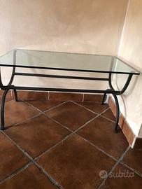 Tavolono ferro battuto e vetro 83x50x45