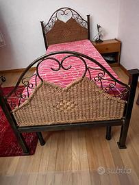 LETTO SINGOLO IN FERRO BATTUTO COMPLETO
