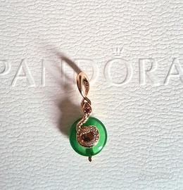 Pandora charm serpente Oro con vetro Murano verde 