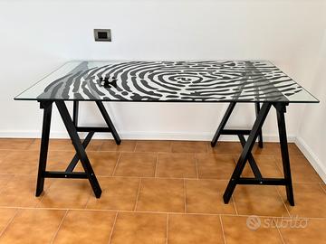 Scrivania tavolo in vetro serigrafato