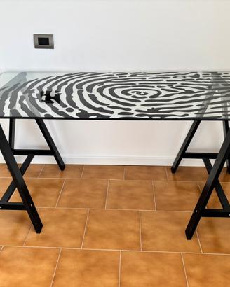 Scrivania tavolo in vetro serigrafato