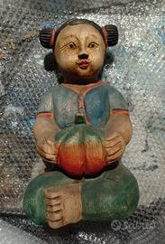 Statua in legno bambina cinese