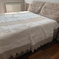 coperta bianca in lino matrimoniale fatta a mano