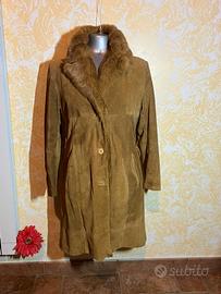 Cappotto Combipel vera pelle scamosciata