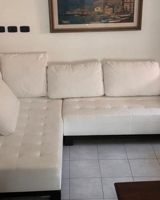 Divano angolare  L bianco 300x200 cm in ecopelle