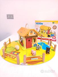 Fattoria in legno con animali House of Toys