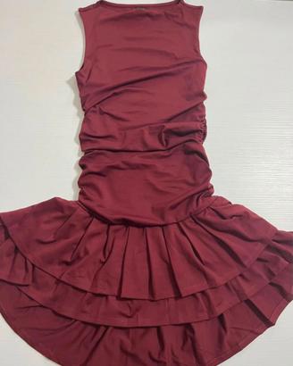 Abito bordeaux con ruche e balze xx petite