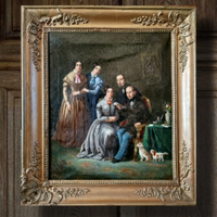 Quadri Dipinto antico Ritratto di Famiglia XIX sec